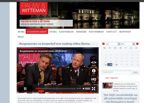 人気トークショー「Pauw en Witteman」市長と警察幹部をゲストに迎えて、フェイスブック騒ぎを語る（9月25日放送）