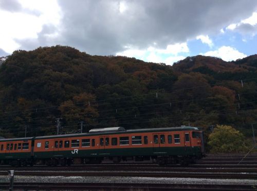 初の大冒険をした時代と変わらぬ伯備線。オレンジ色の電車が山を駆け抜けます