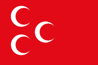 オスマン帝国の国旗。国旗のシンボルに真似たとも言われているクロワッサン。