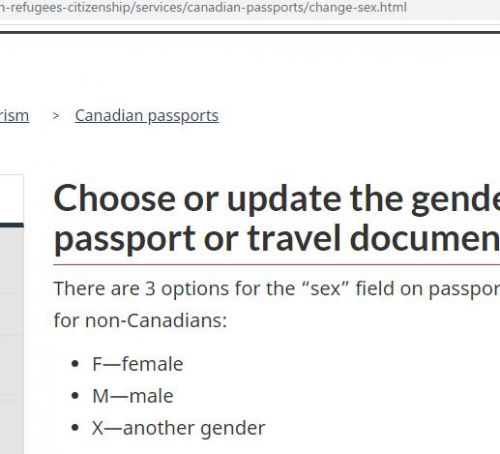 カナダはLGBTに比較的寛容で、パスポートの性別欄では男性、女性、プラス「それ以外」を選ぶことができる