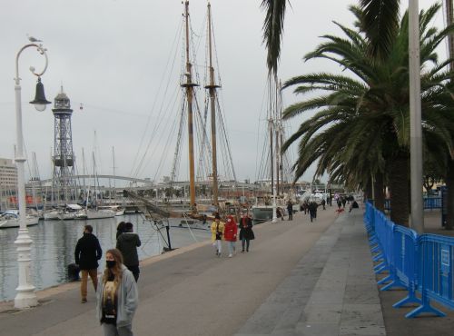 1月1日、港の周囲を散歩する人々
