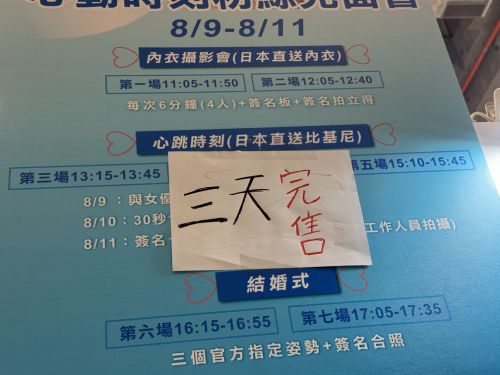 「３日間共売り切れ」の表示