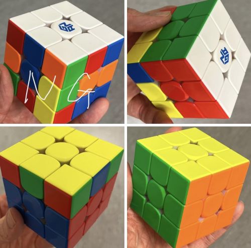 　基本的なキューブ解法「ＣＦＯＰ」について軽く解説。よくある例、一面を側面の色バラバラで揃える方を見かけますが、それでは残念ながらこの先が解けません。まず下クロスを作り、下２段（初心者手順では１段目と２段目を分けて入れますが、レベルが上がると２段を一度にまとめて（Ｆ２Ｌ）入れていきます）上面の色を揃え（ＯＬＬ）上面の側面の色を揃え（ＰＬＬ）完成します。